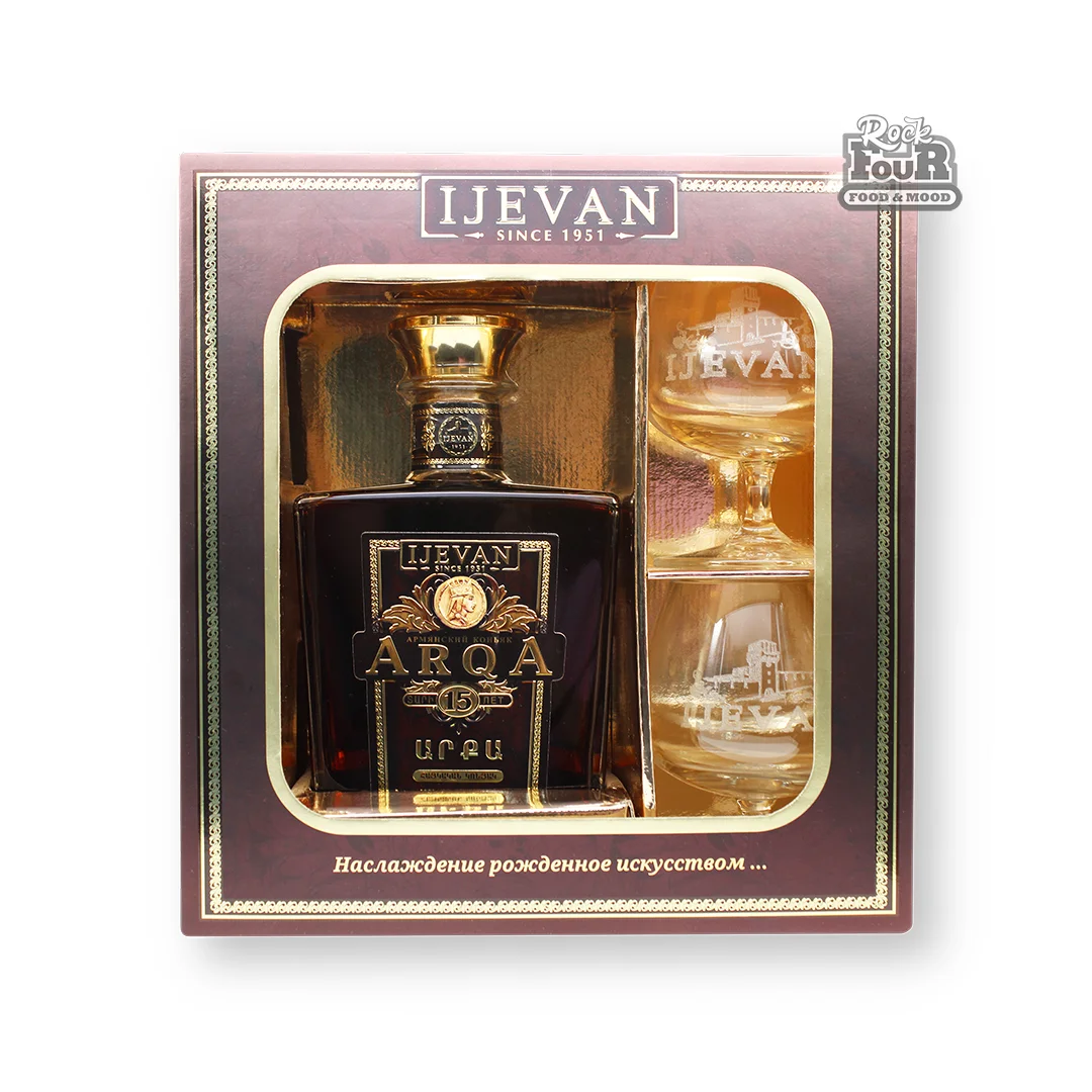 Cognac "Ijevan Arka" 15y, 500ml + 2 glasses